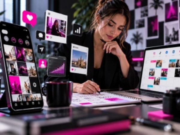 Gestión de redes sociales con calendario de contenidos, métricas y crecimiento de comunidad